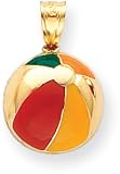 14K Yellow Gold Enamel Beach Ball Pendant Charm Jewelry