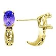 14K Yellow Gold Amethyst "J" Earrings