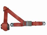 3-Point Retractable Lap & Shoulder Seat Belt, Red, with Chrome Lift Latch