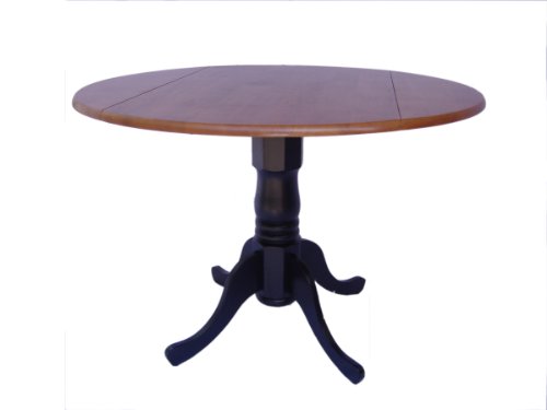 International Concepts T57-42DP 42-Inch Round Dual Drop Leaf Ped Table, Black/Cherry
