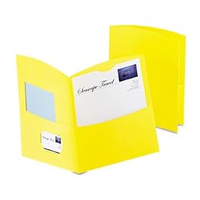 Contour Two-Pocket Paper Folder, 100-Sheet Capacity, Yellow