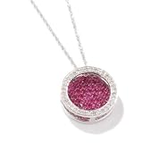14K White Gold Clover Sapphire or Round Ruby Pendant w/ 18 Chain
