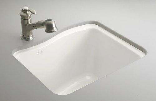 KOHLER K-6657-4U-0 River Falls Undercounter Sink with Four-Hole Faucet Drilling, White