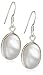 Silver Oval White Mother of Pearl Drop Earrings