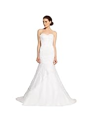 Strapless Mermaid Polyester/Satin/Tulle Sweetheart Sleeveless Full Length Beaded  Wedding Dress  with a Court Train  With Pearls