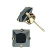 Sterling Silver Gold Plated Stud Earrings with Black CZ- Square Stamping - 8 mm