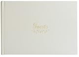 Leather Wedding Guestbook, White, Hard Cover, Gold Edge Sheets, 10x8