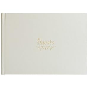 Leather Wedding Guestbook, White, Hard Cover, Gold Edge Sheets, 10x8