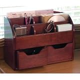Space-Saving Cherry-Wood Desk Organizer