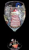 Lively Lighthouses Design - Hand Painted - Grande Wine -16 oz.