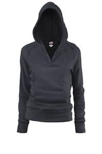 Soffe Girls 7-16 Rugby Deep V Hoodie, Black, Medium