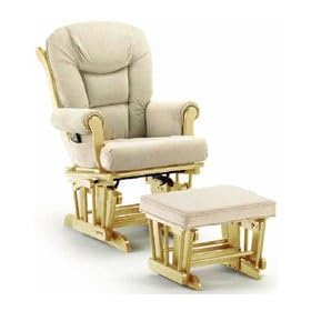 Plush Sleigh Glider with Ottoman color Natural by Shermag