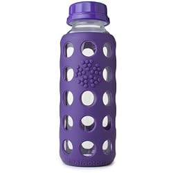 9 Oz Glass Bottle with Silicone Sleeve (Purple)