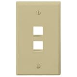 Leviton 40702-BI QuickPort Flush Mount Wall Plate, 2-Port, Ivory