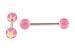 14g Stainless Steel Barbell - Pink with Yellow Star - 6mm Ball - 5/16" (Sold as a Pair)