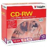 Verbatim - 10 x CD-RW - 700 MB ( 80min ) 4x - 12x - slim jewel case - storage media