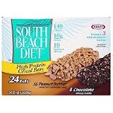 South Beach High Protein Cereal Bars-Kraft Healthy Breakfast Bars, 24 Bars, 16 Peanut Butter, 8 Cinnamon Raisin