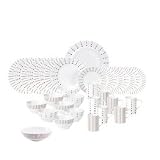 Mikasa Christmas Cheers Dots And Stripes 32 Piece Dinnerware Set, Service for 8 with Serving Pieces