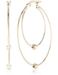 14k Yellow Gold Double Beaded Double Hoop Earrings