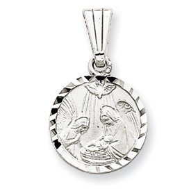 14K White Gold Baptism Pendant - Measures 21x12.6mm