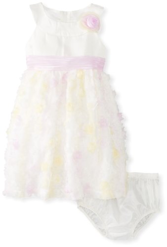 Bonnie Baby Girls' Matte Satin Bodice to Organza Dress with Bonaz