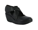 FLY LONDON YOGO LEATHER VELCRO WEDGE SHOES BLACK