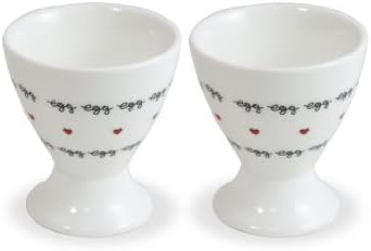 Pair of 'egg', border with hearts, egg cups from the new Porcelain Collection by Spaceform. An ideal gift for the kitchen (1830).