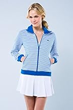Long Sleeve Cotton Fleece Fine Striped Zip Front Sweatshirt