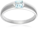 Image of 9ct White Gold AMR315762 Ladies Princess Blue Topaz Solitaire Ring