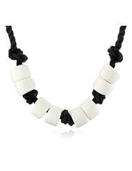 Cream Acrylic Beaded Knotted Cord Necklace, 22"+3" Extender