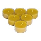 6 Beeswax Candle Tealights - 100% Natural - Clear Cup