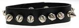 1 Rows of Skulls and Spike Studs Leather Wrist Band Bracelet.
