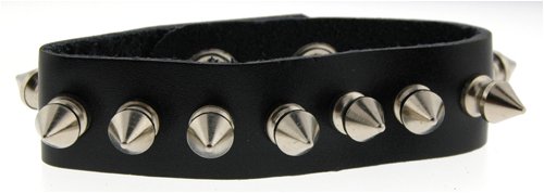 Click here to buy 1 Rows of Spike Studs Leather Wrist Band Bracelet by ToltecTraders.com.