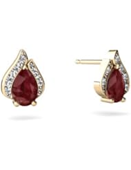 Genuine Ruby 14kt Yellow Gold Flame Earrings