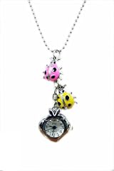 Watch Pendant Charm Necklace with Ball Chain (Beetles)
