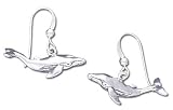Solid Sterling Silver Whales Nautical Earrings