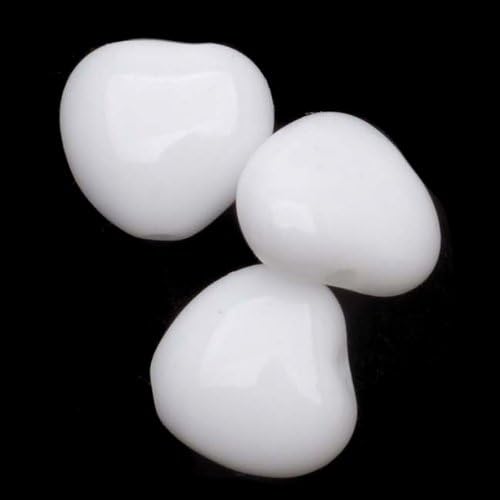Czech Pressed Glass - Heart Shaped Beads 8.5x7.5mm 'Opaque White' (25)