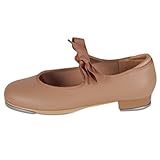 Danshuz Womens Size 4.5 Tan Patent Grosgrain Ribbon Dance Tap Shoe
