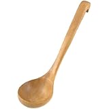 Kitchen Hook End Straight Handle Wood Soup Porriage Spoon Ladle Light Brown