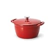Sabatier 3-1/2-Quart Cast Iron Round Dutch Oven, Red