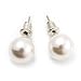 White Lustrous Faux Pearl Stud Earrings (Silver