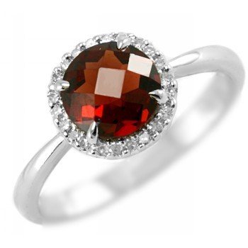 31LJRtwIl9L Beautiful 1.47ct Round Red Garnet & Diamonds 14k White Gold Ring