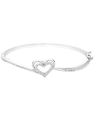 Always Together Two-Tone Diamond Heart Bangle 1/8ctw