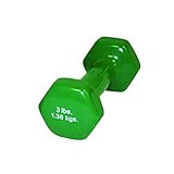 CanDo Color-Coded Vinyl Coated Iron Dumbbell, Green, 3 Pound