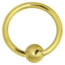 Solid 14KT Yellow Gold 18 Gauge 5/16" Captive Ball Ring 3mm Ball