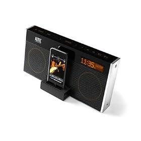 Altec Lansing M402SR Moondance Glow Speaker System with Clock Radio, Snooze Remote, and iPod Dock (Black)