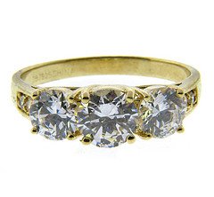 Sterling Silver Gold Plated Three Stone Engagement Ring