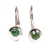 Emerald Stud Hoop Bezel Earring, 18k White Gold T.w 0.35
