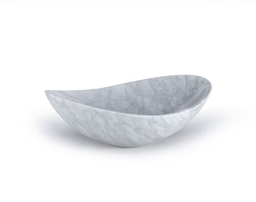 Oval Marble Vessel Sink Carrera White