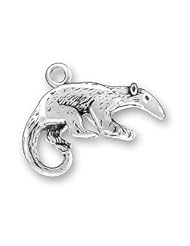 Sterling Silver 3D South American Anteater Animal Charm With Curved Tail